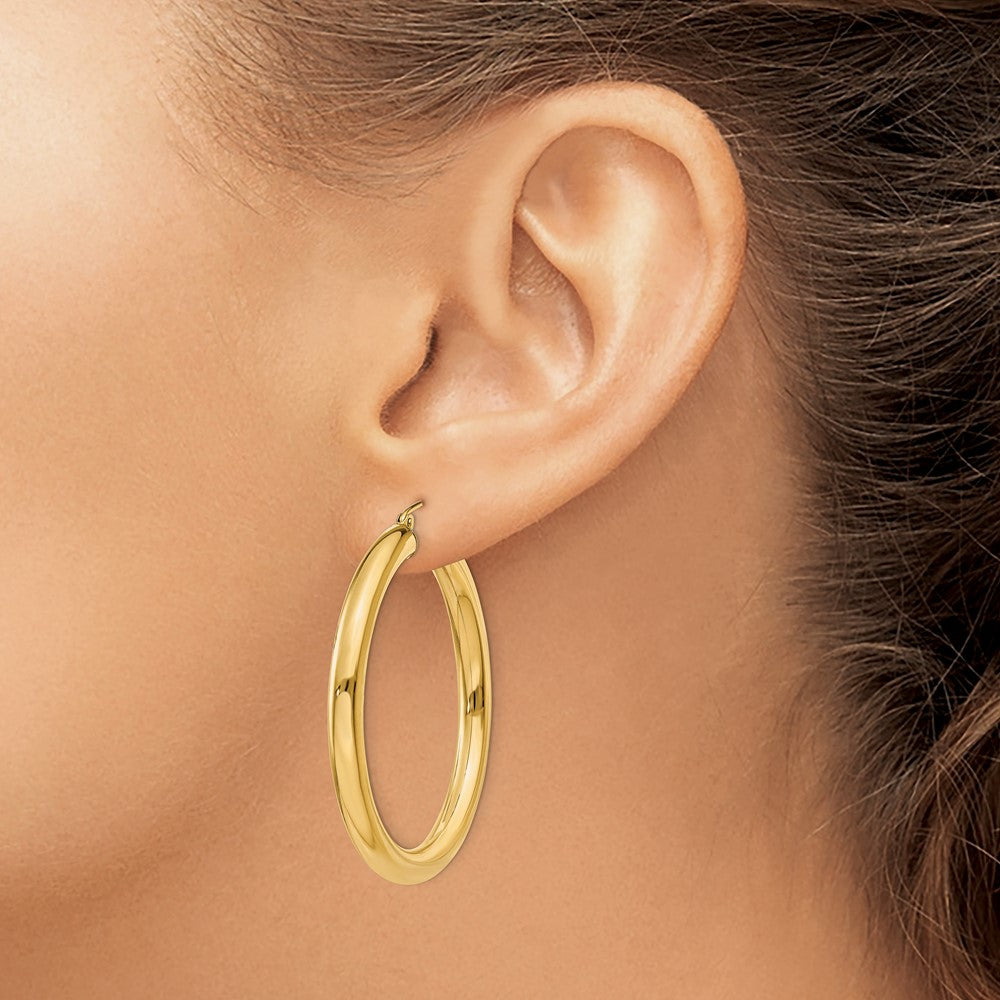 10k Yellow Gold 44.5 mm Tube Hoop Earrings (4.3 grams)