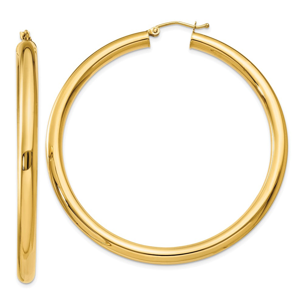 10k Yellow Gold 4 mm Lightweight Tube Hoop Earrings (4.23 grams)