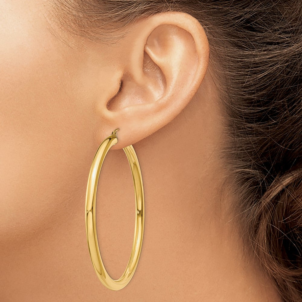 10k Yellow Gold 4 mm Lightweight Tube Hoop Earrings (4.77 grams)