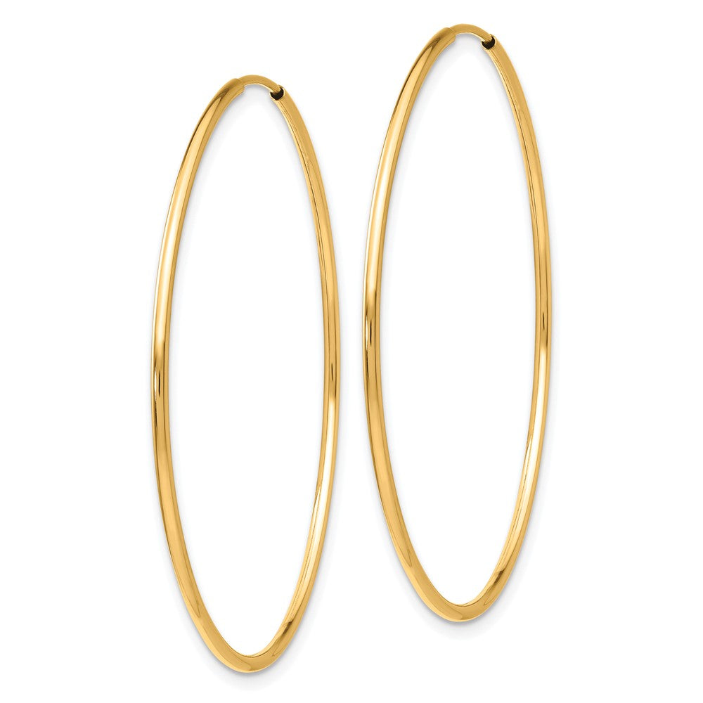10k Yellow Gold 40 mm Polished Endless Tube Hoop Earrings (1.11 grams)