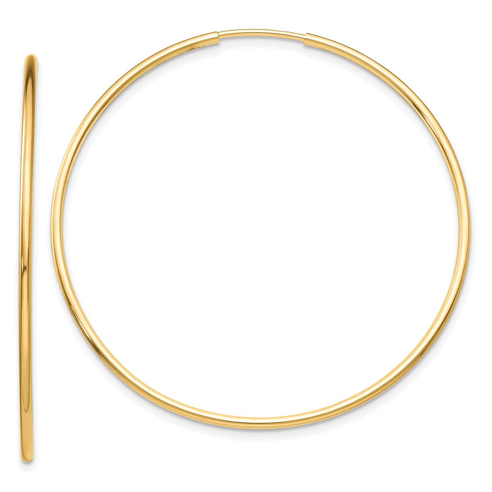 10k Yellow Gold 40 mm Polished Endless Tube Hoop Earrings (1.11 grams)