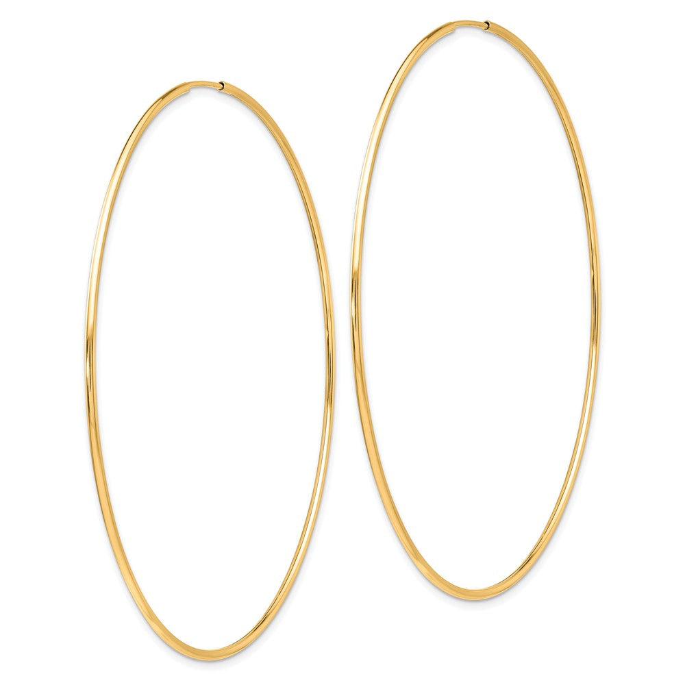 10k Yellow Gold 69.5 mm Polished Endless Tube Hoop Earrings (2.15 grams)