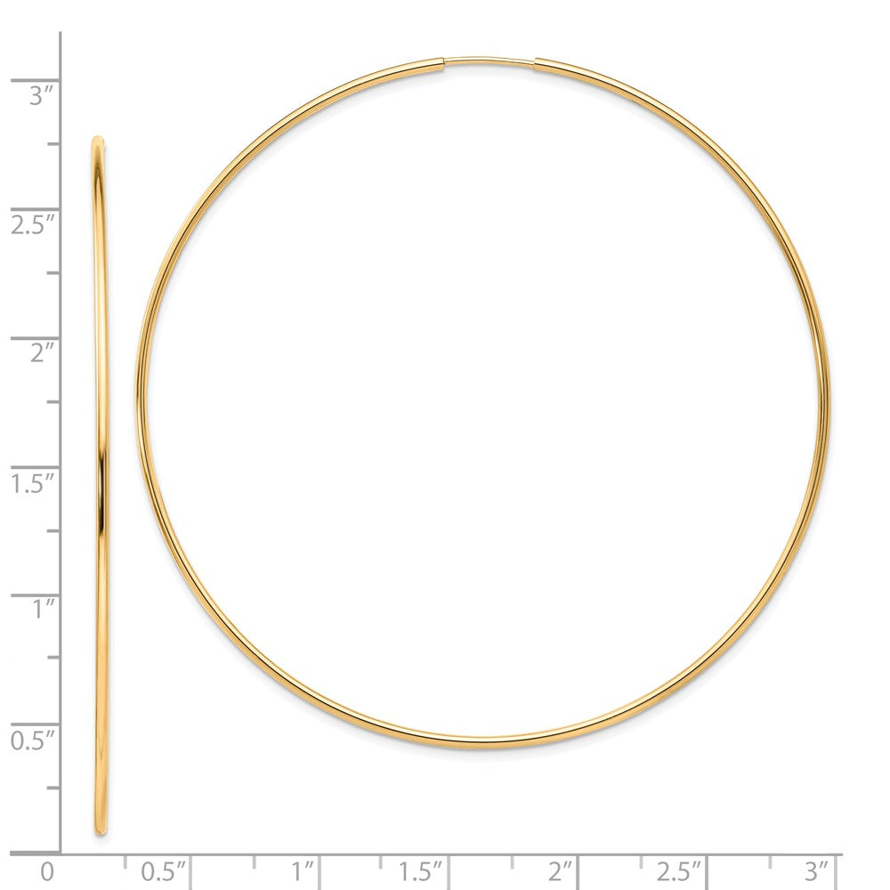 10k Yellow Gold 69.5 mm Polished Endless Tube Hoop Earrings (2.15 grams)