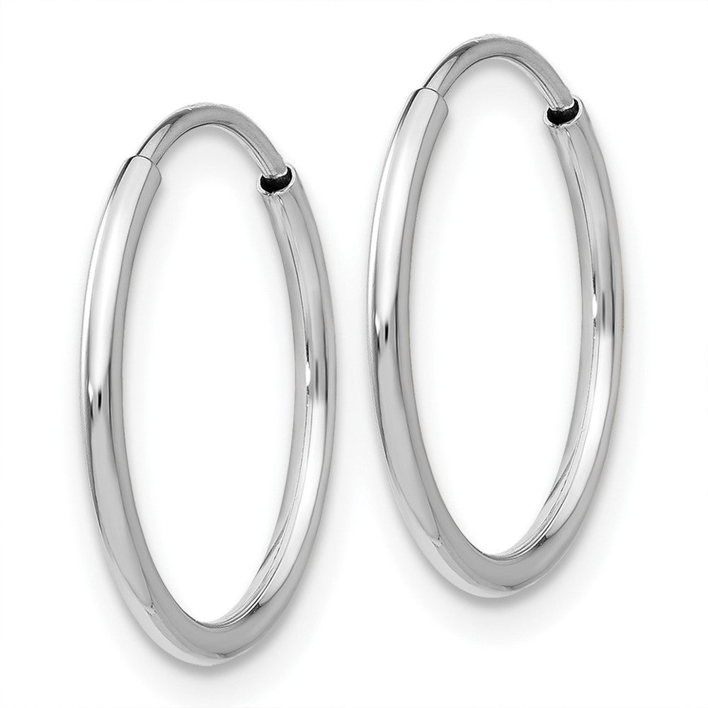 10k White Gold 16 mm Endless Hoop Earrings (0.45 grams)