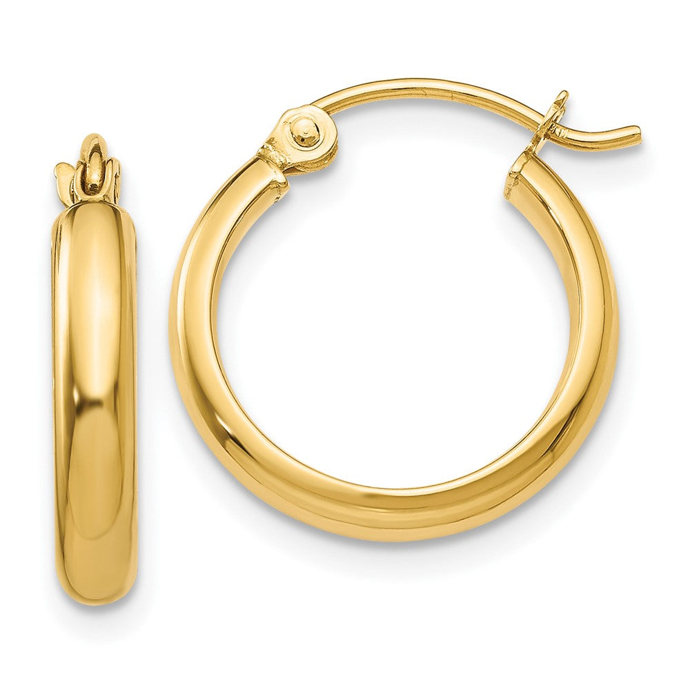 10k Yellow Gold 2.75 mm Round Tube Hoop Earrings (0.88 grams)