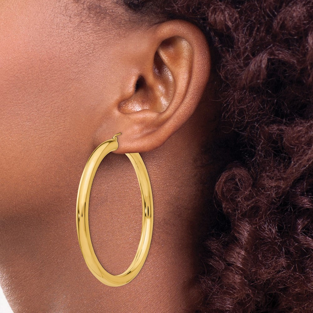 10k Yellow Gold 5 mm Tube Hoop Earrings (9.16 grams)