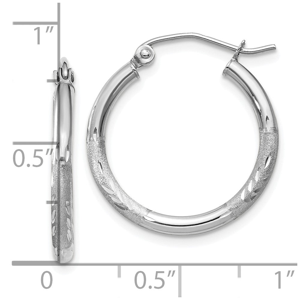 10k White Gold 2 mm Round Hoop Earrings (1.01 grams)