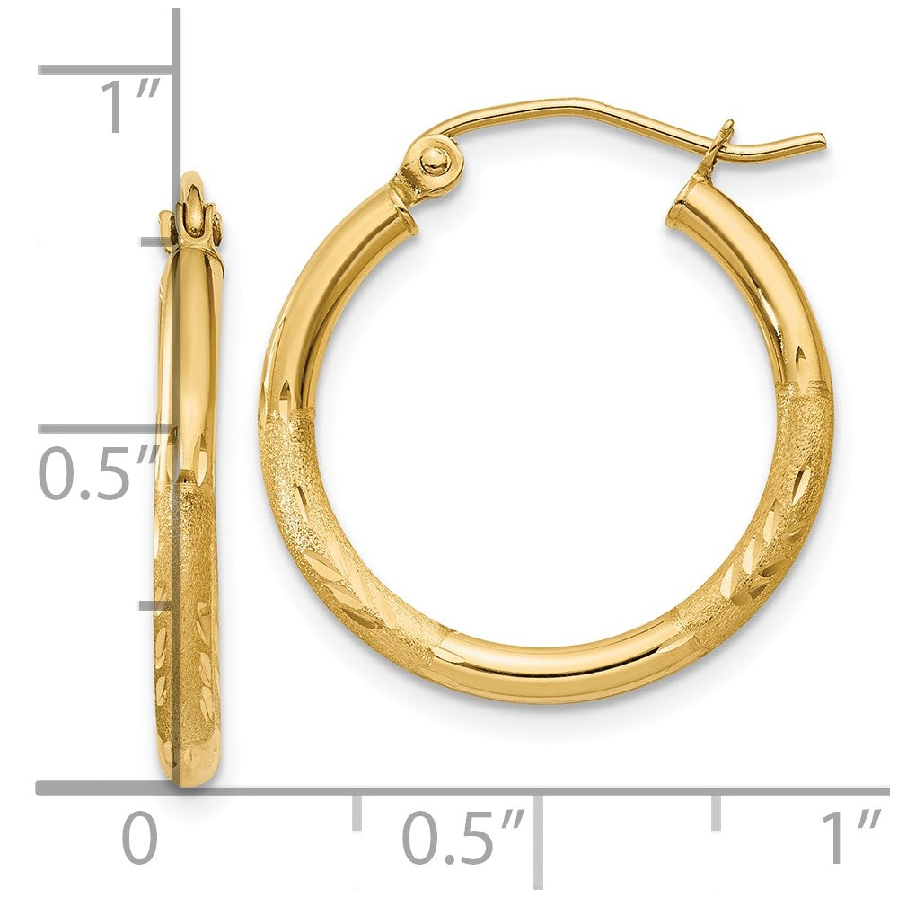 10k Yellow Gold 2 mm Round Tube Hoop Earrings (1.01 grams)