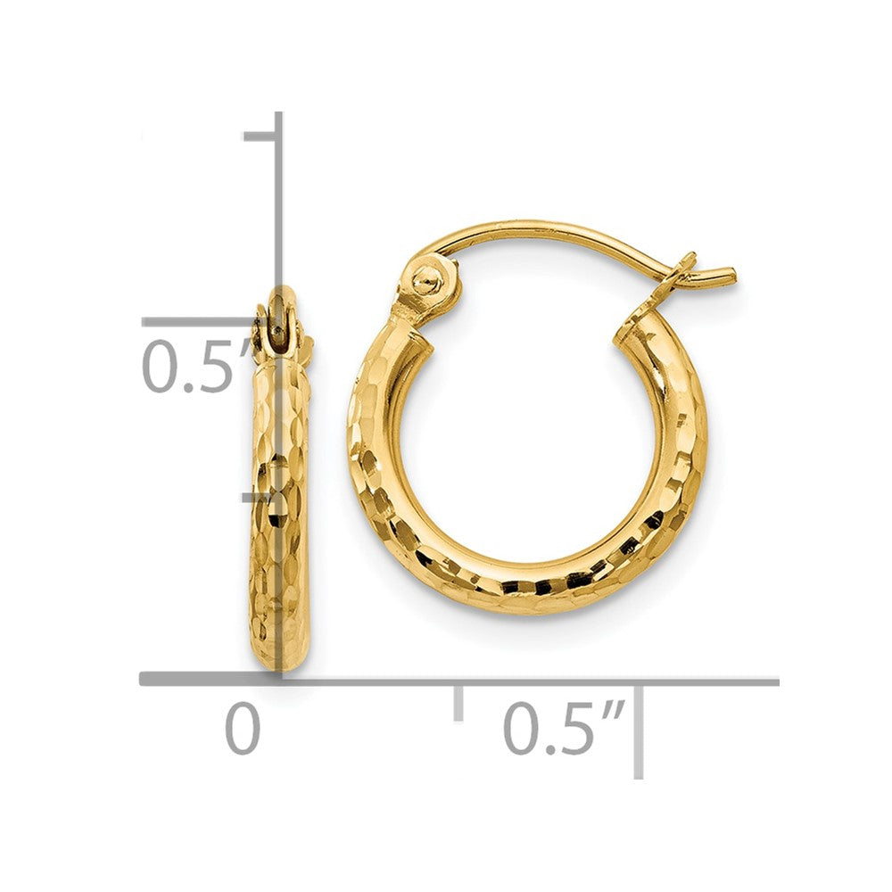 10k Yellow Gold 2 mm Round Tube Hoop Earrings (0.62 grams)