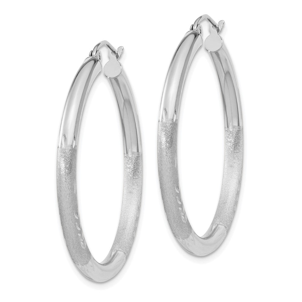 10k White Gold 36.34 mm Round Hoop Earrings (2.21 grams)