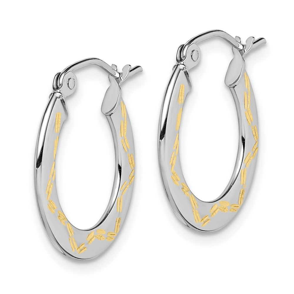 10k White Gold 18 mm Diamond Cut Hoop Earrings (0.84 grams)