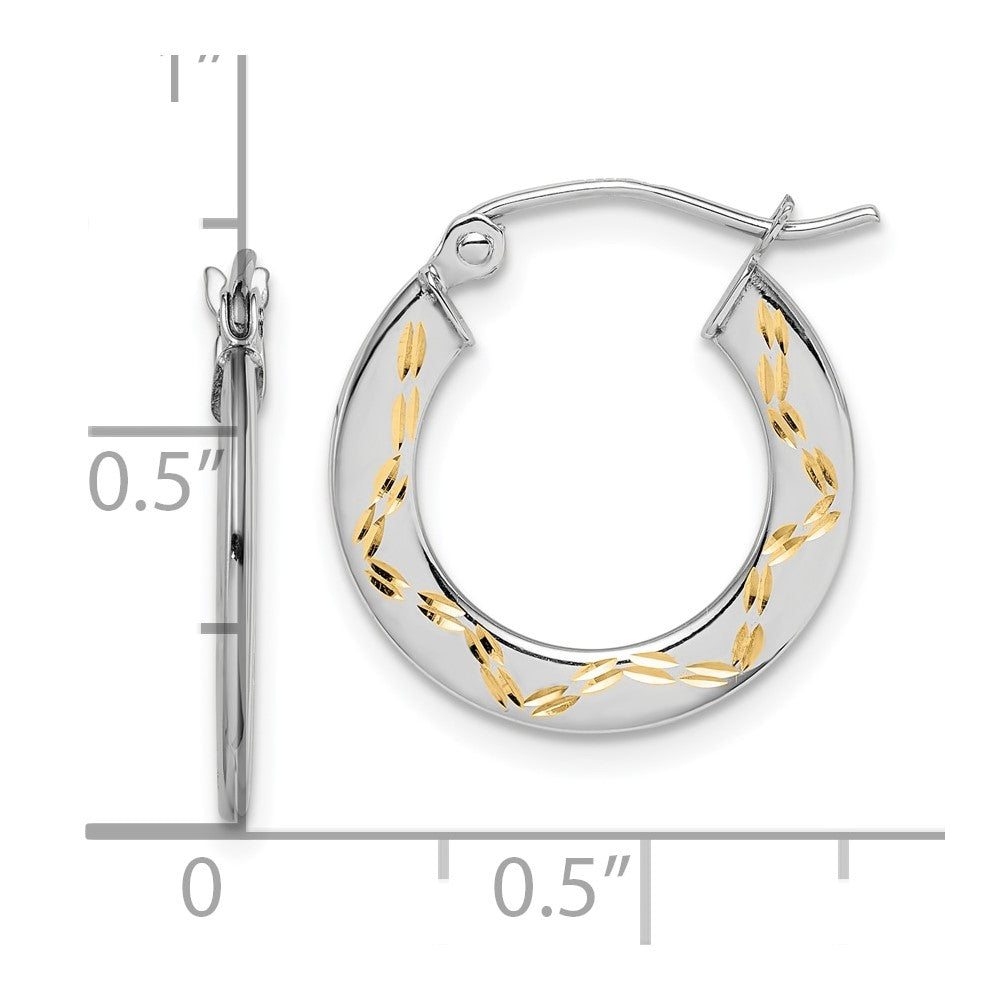 10k White Gold 18 mm Diamond Cut Hoop Earrings (0.84 grams)