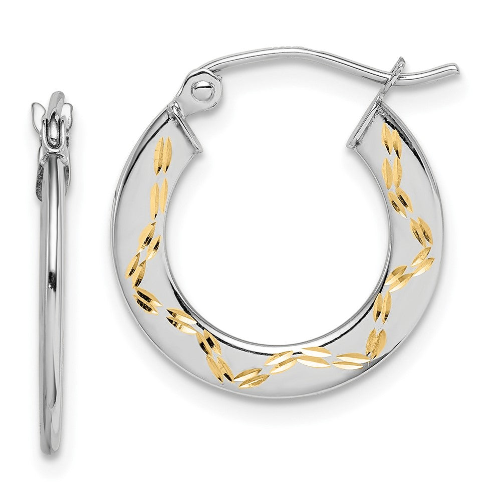 10k White Gold 18 mm Diamond Cut Hoop Earrings (0.84 grams)