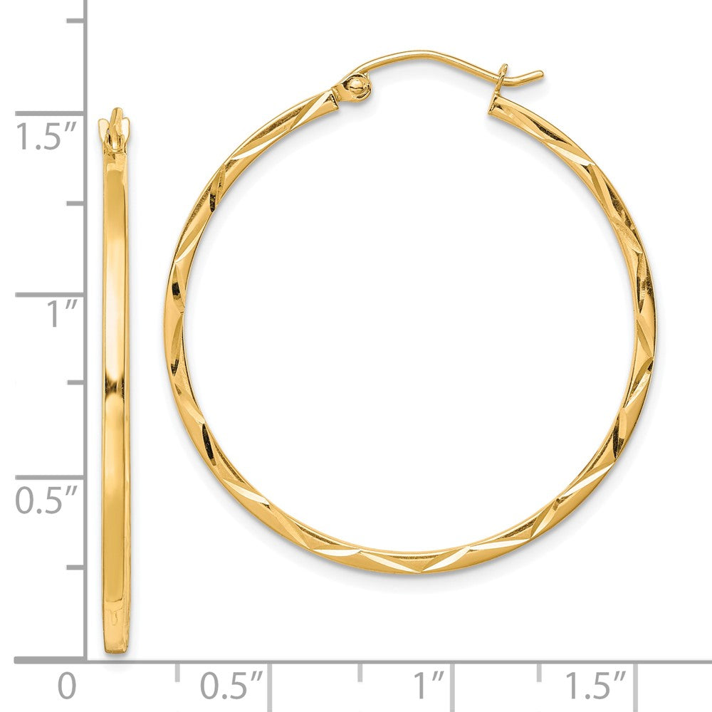 10k Yellow Gold 35 mm Diamond Cut Hoop Earrings (1.55 grams)