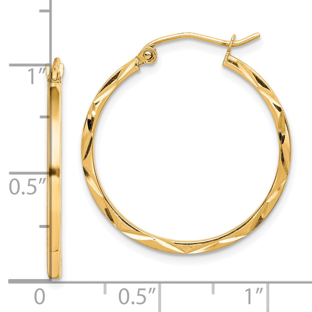 10k Yellow Gold 25 mm Diamond Cut Hoop Earrings (1.14 grams)
