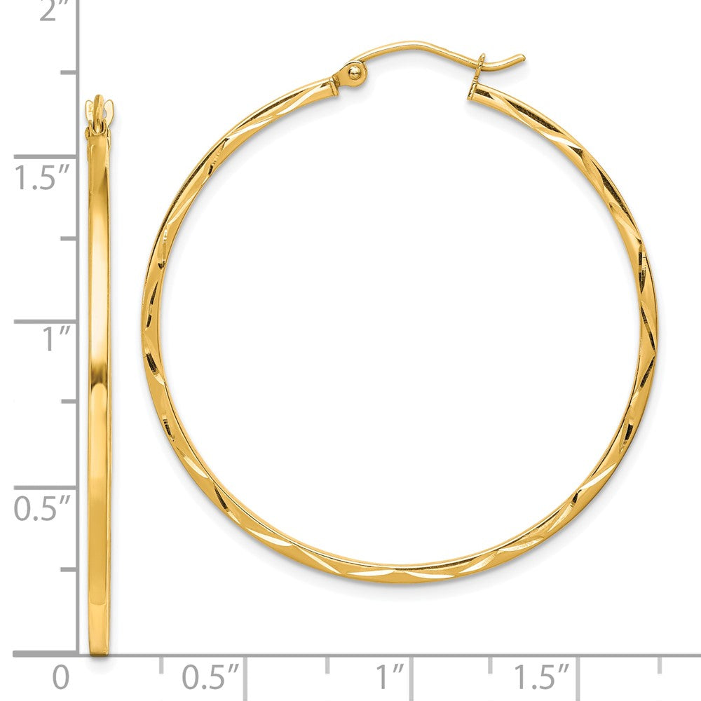 10k Yellow Gold 40 mm Diamond Cut Hoop Earrings (1.77 grams)