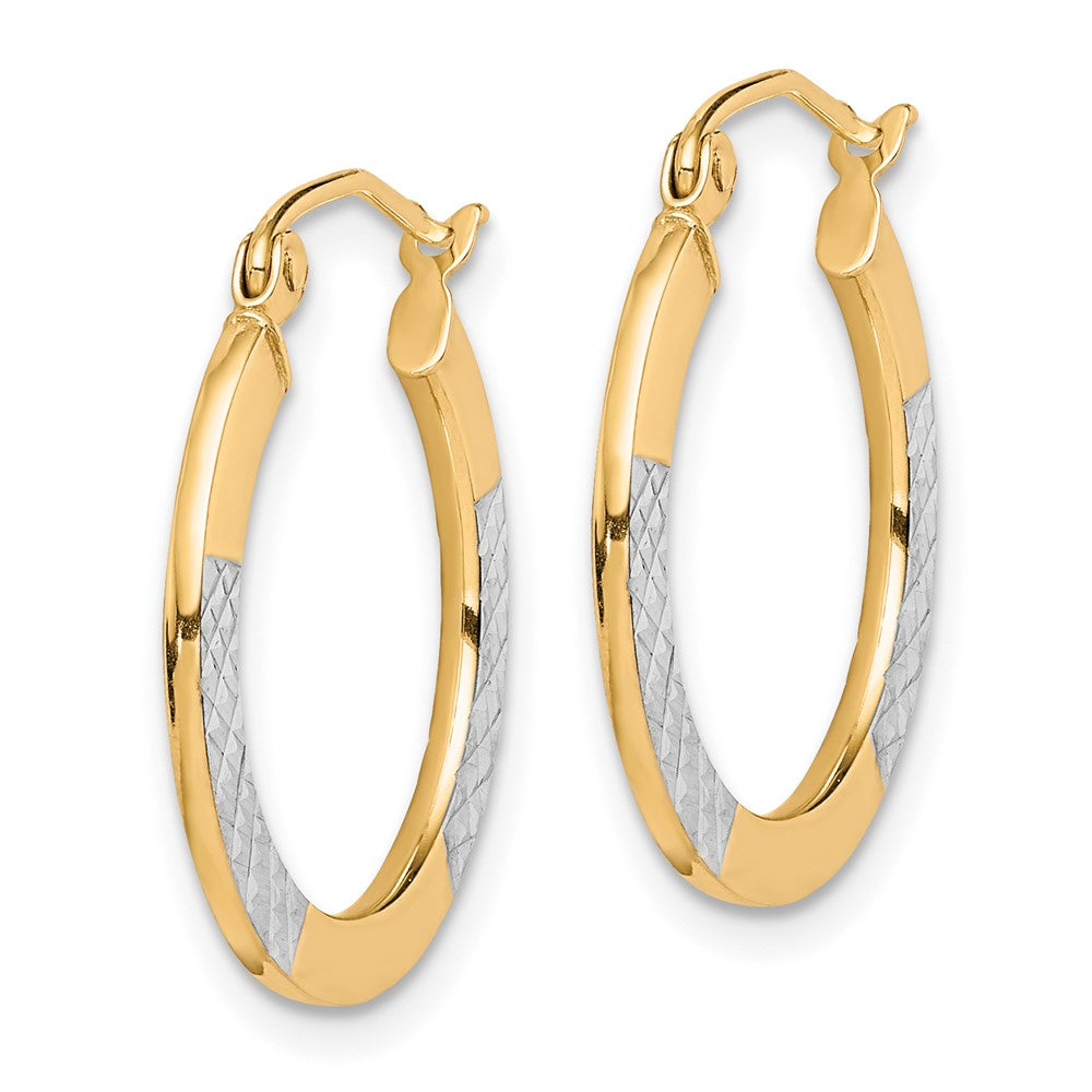 10k Yellow w/Rhodium 20 mm Hoop Earrings (1.18 grams)