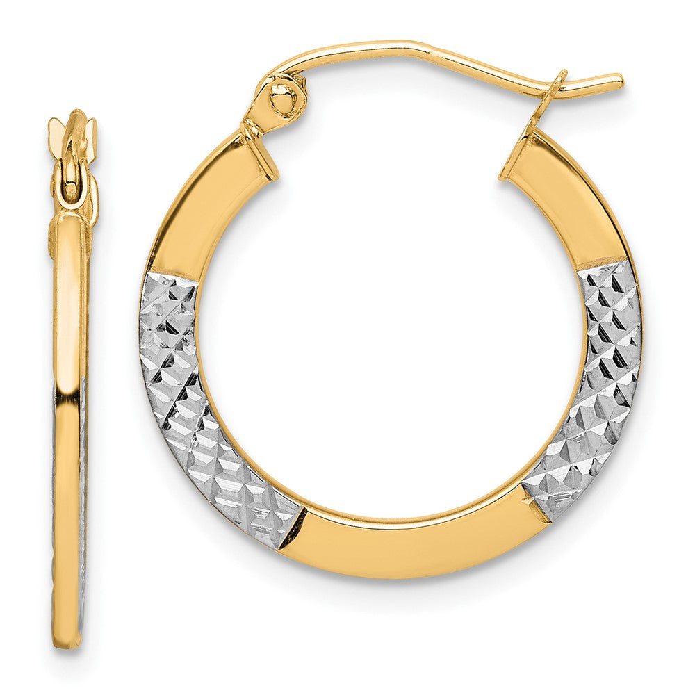 10k Yellow w/Rhodium 20 mm Hoop Earrings (1.18 grams)