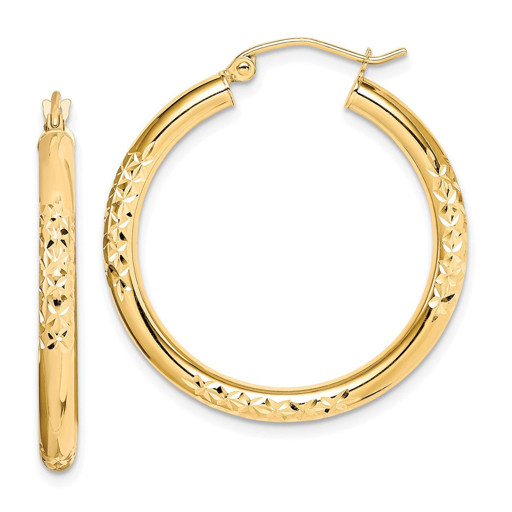 10k Yellow Gold 30 mm Hollow Tube Hoop Earrings (2.25 grams)