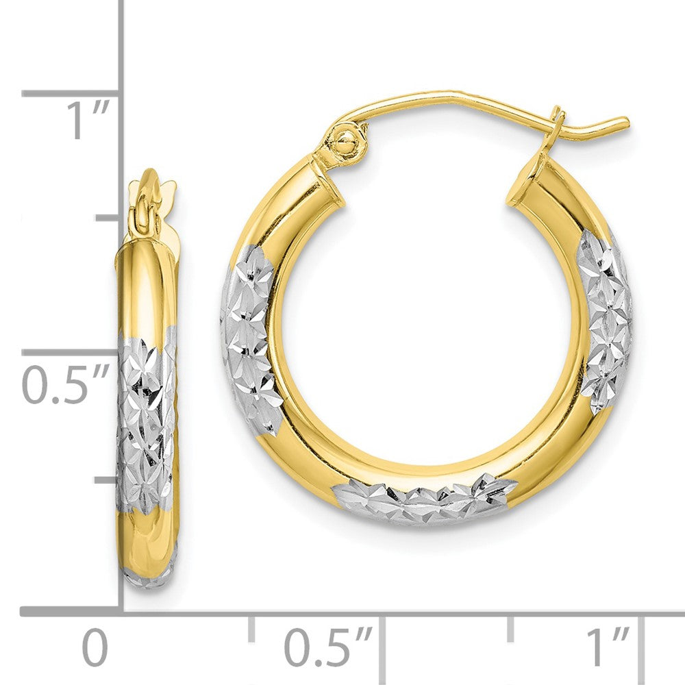 10k Yellow w/Rhodium 20 mm Hoop Earrings (1.3 grams)