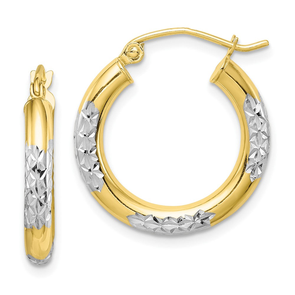 10k Yellow w/Rhodium 20 mm Hoop Earrings (1.3 grams)