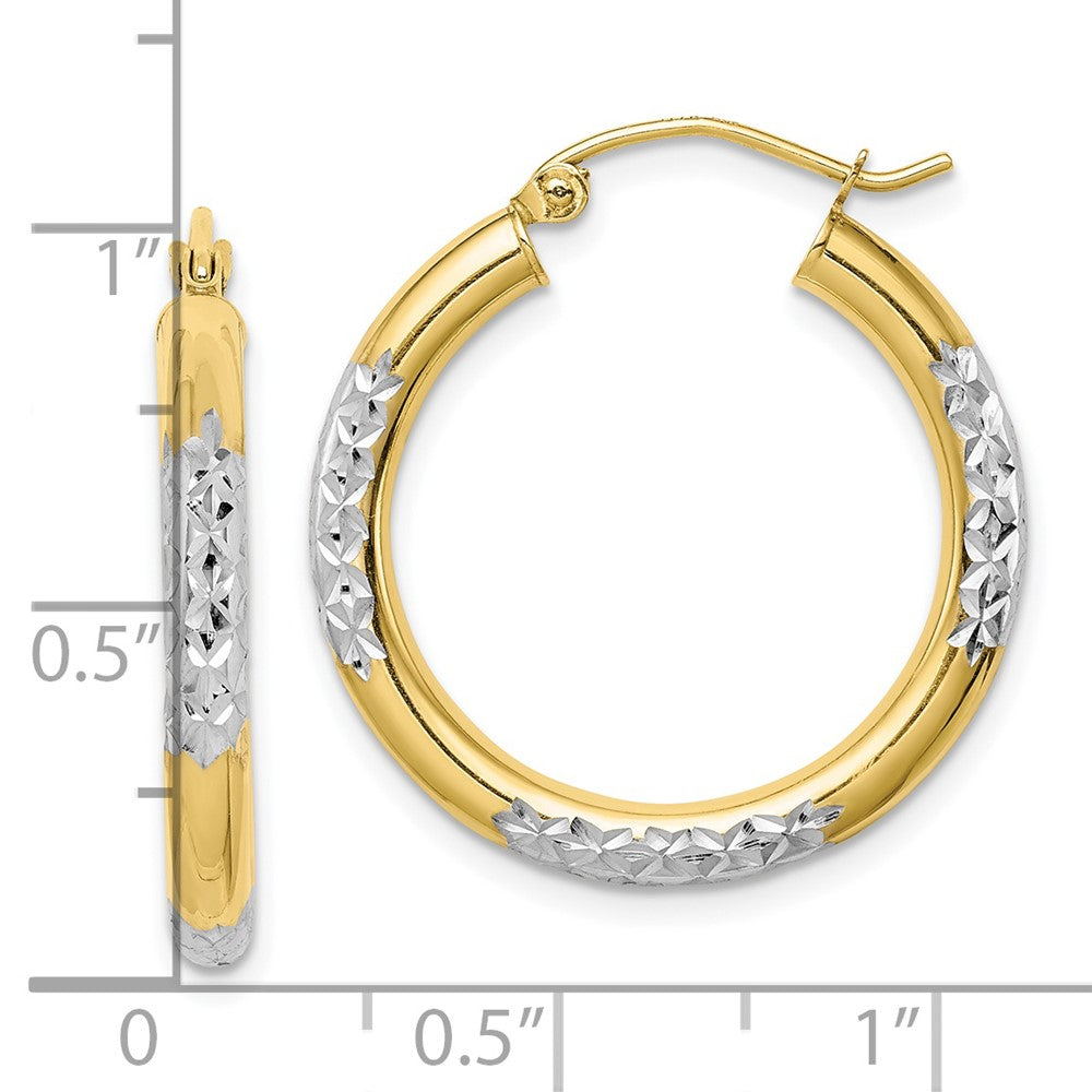 10k Yellow w/Rhodium 25 mm Hoop Earrings (1.77 grams)