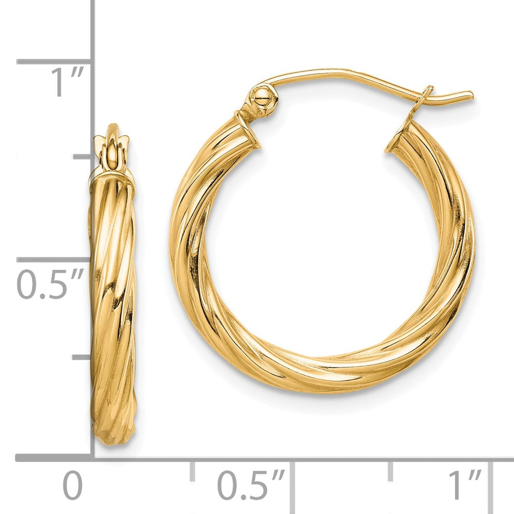 10k Yellow Gold 19.9 mm Twisted Hoop Earrings (1.66 grams)