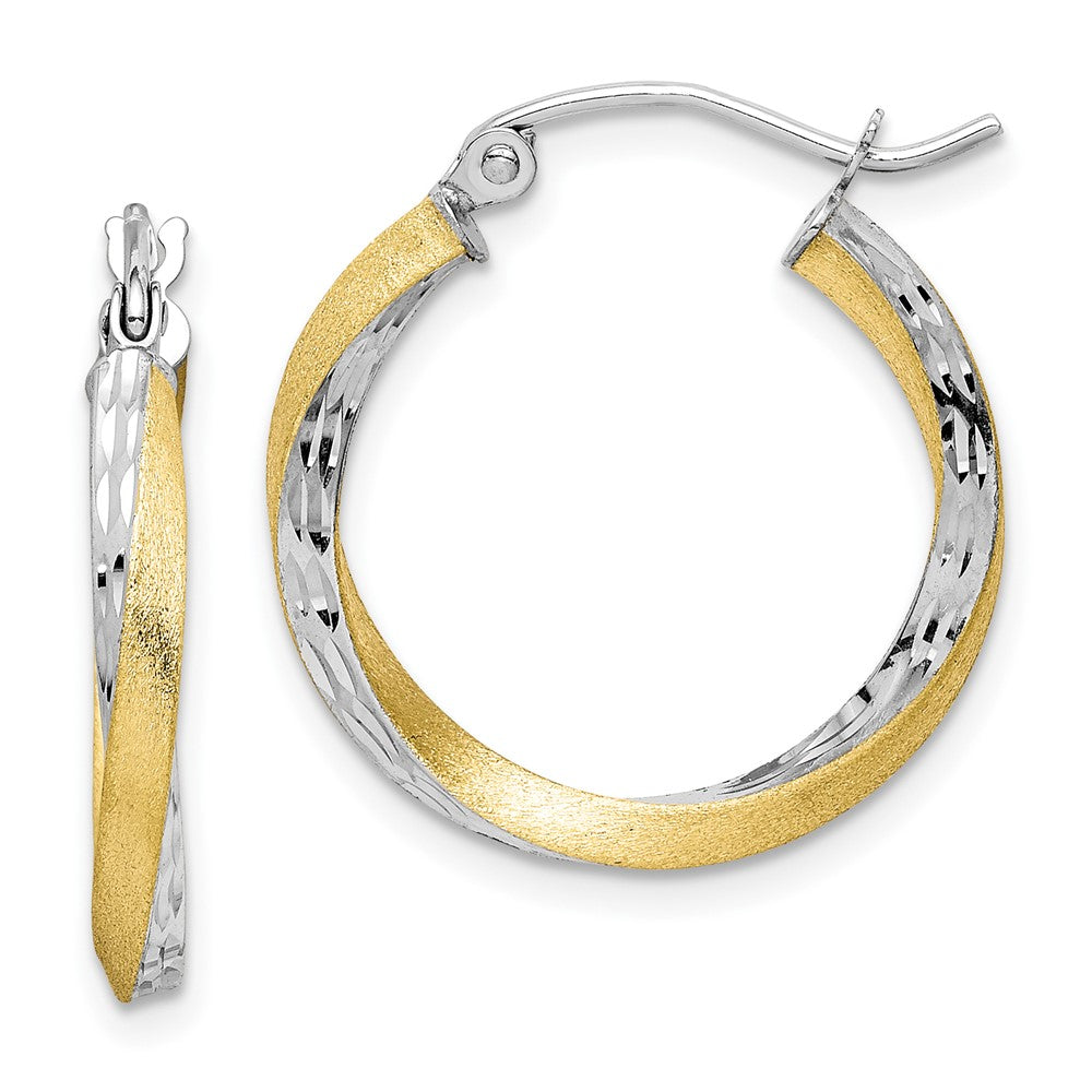 10k Yellow w/Rhodium 19.81 mm Twisted Hoop Earrings (1.32 grams)