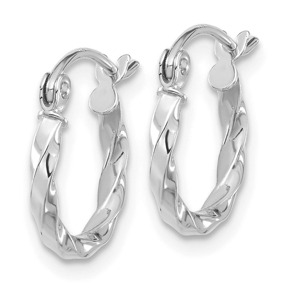 10k White Gold 12.08 mm Twist Polished Hoop Earring (0.69 grams)