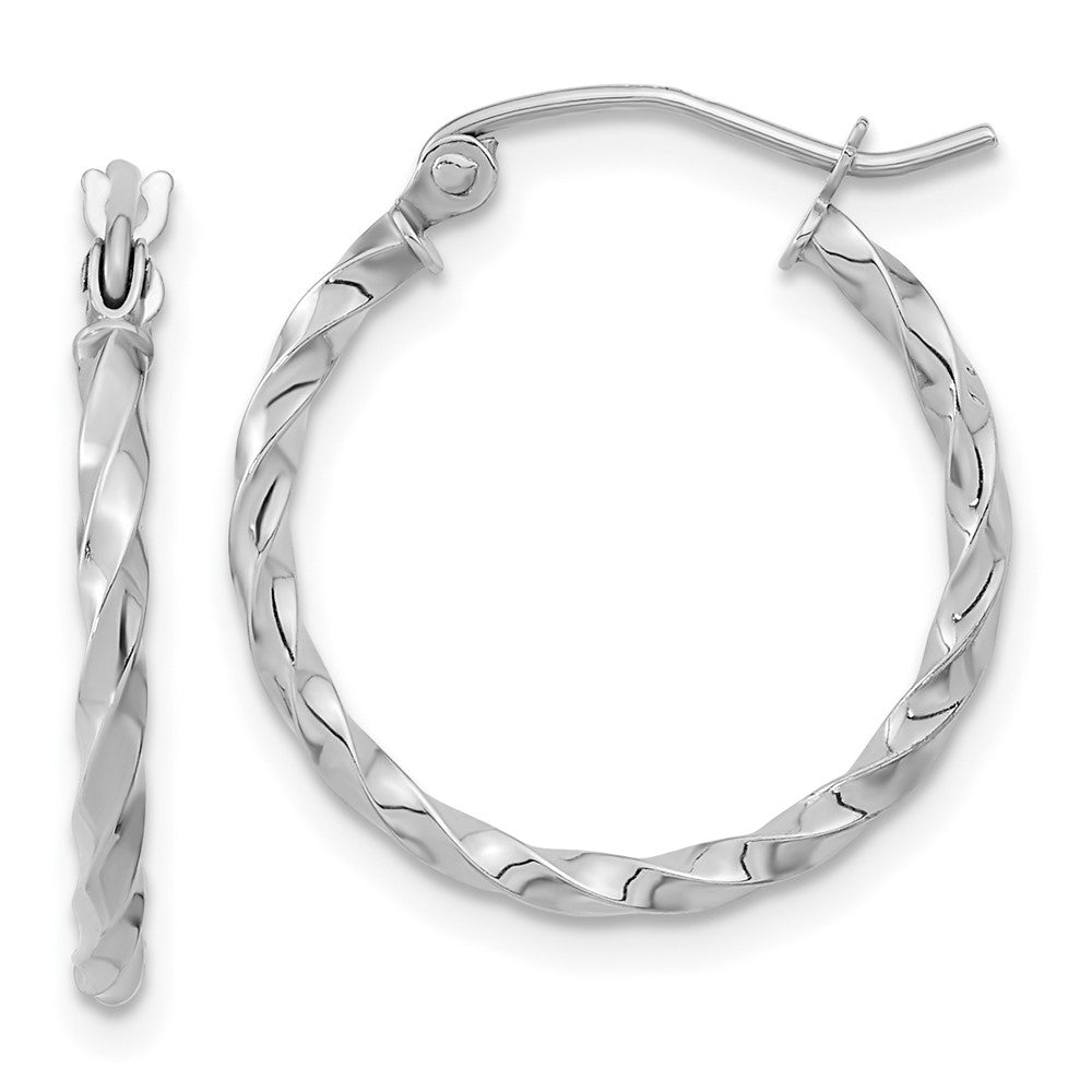 10k White Gold 20.61 mm WG Twist Polished Hoop Earring (1.09 grams)