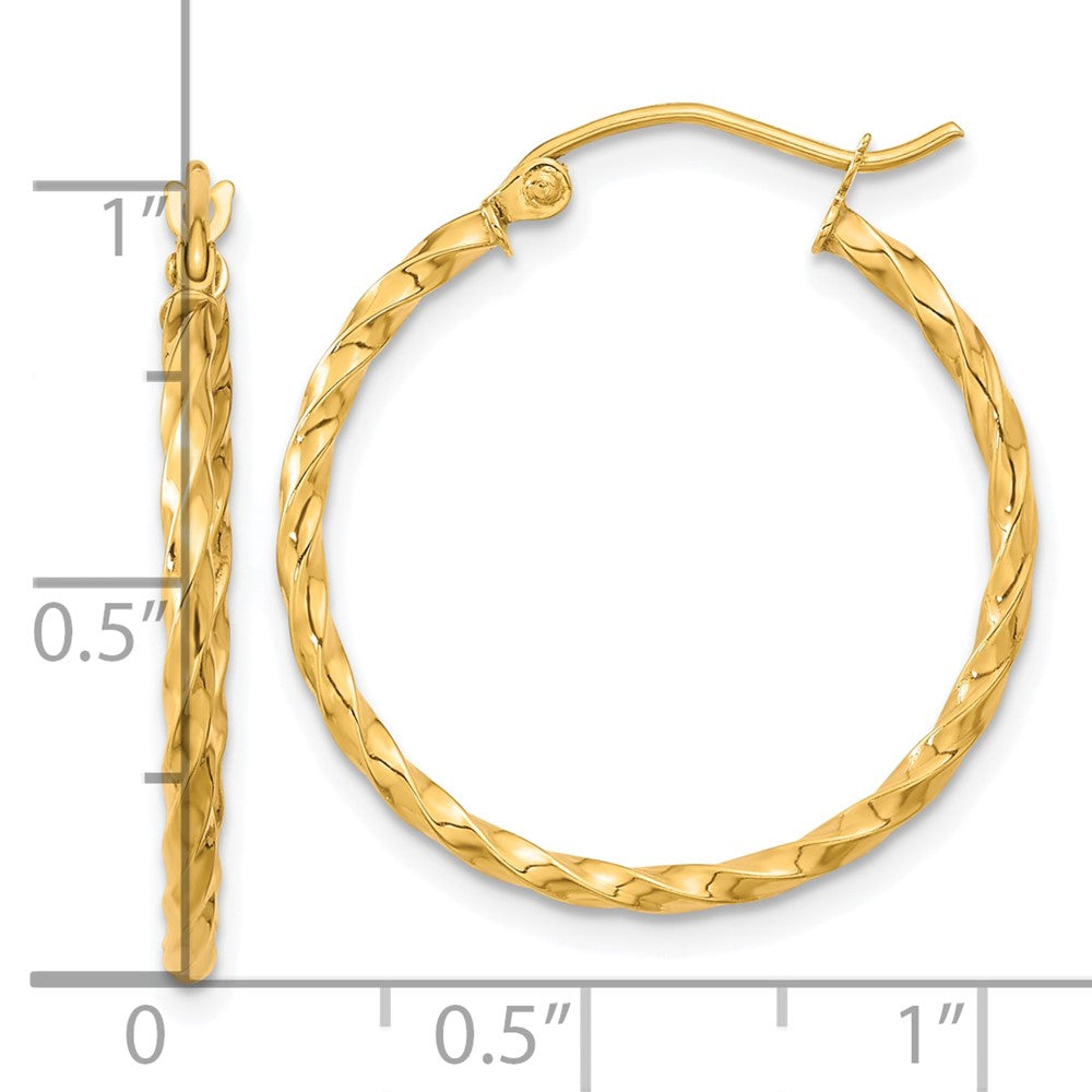 10k Yellow Gold 25.09 mm Twist Polished Hoop Earring (1.36 grams)