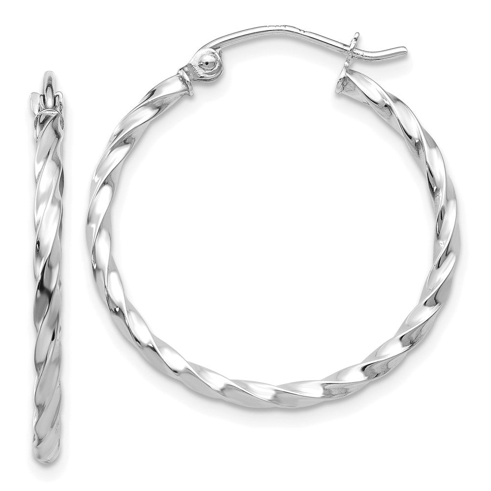 10k White Gold 25.09 mm Twist Polished Hoop Earring (1.35 grams)