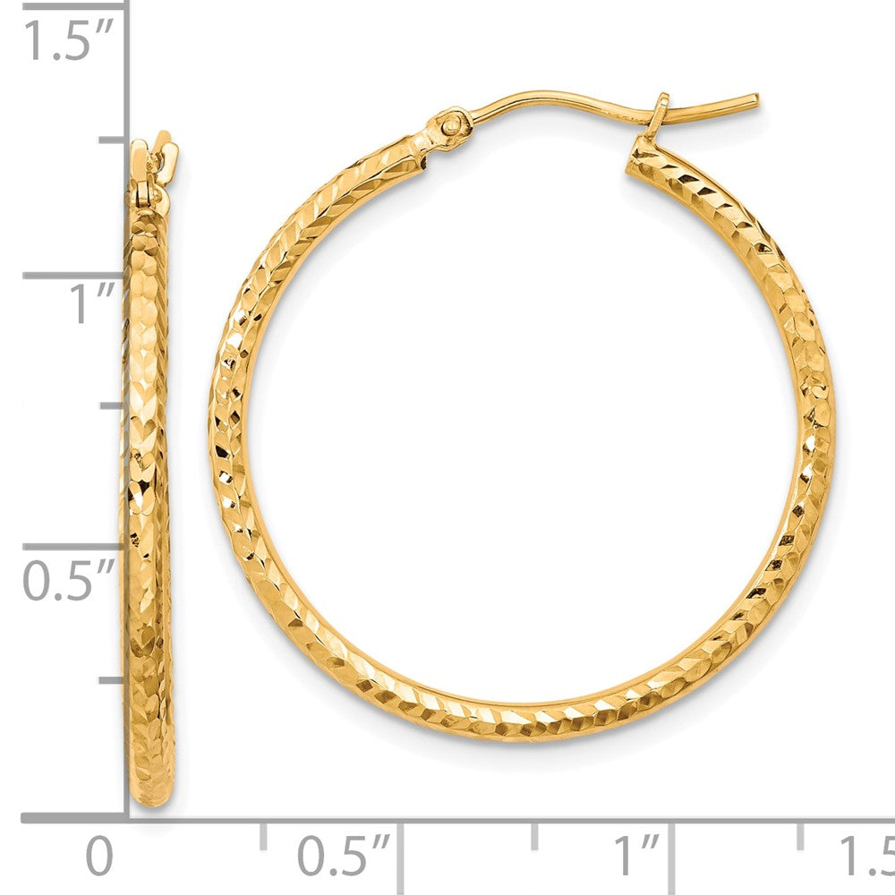 10k Yellow Gold 29.83 mm Round Tube Hoop Earrings (1.25 grams)