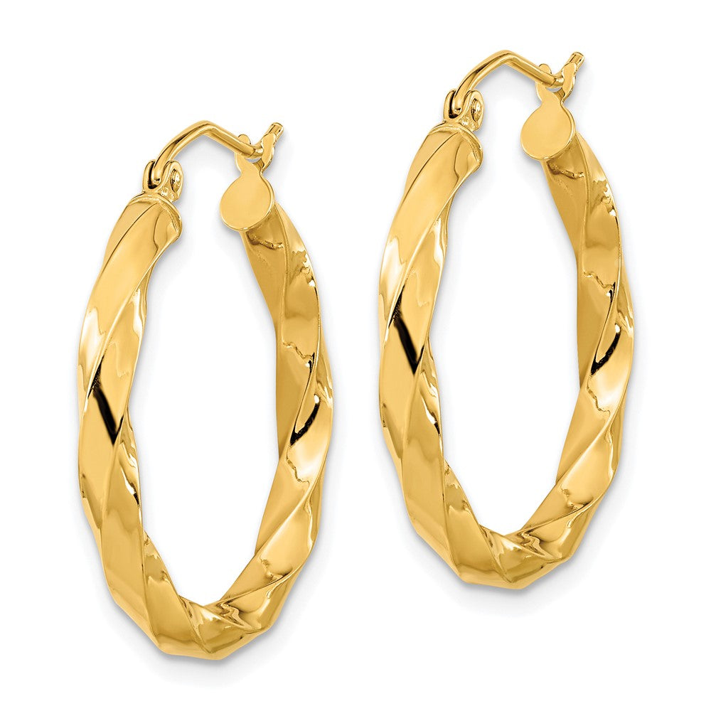 10k Yellow Gold 25.4 mm Twisted Hoop Earrings (2.07 grams)