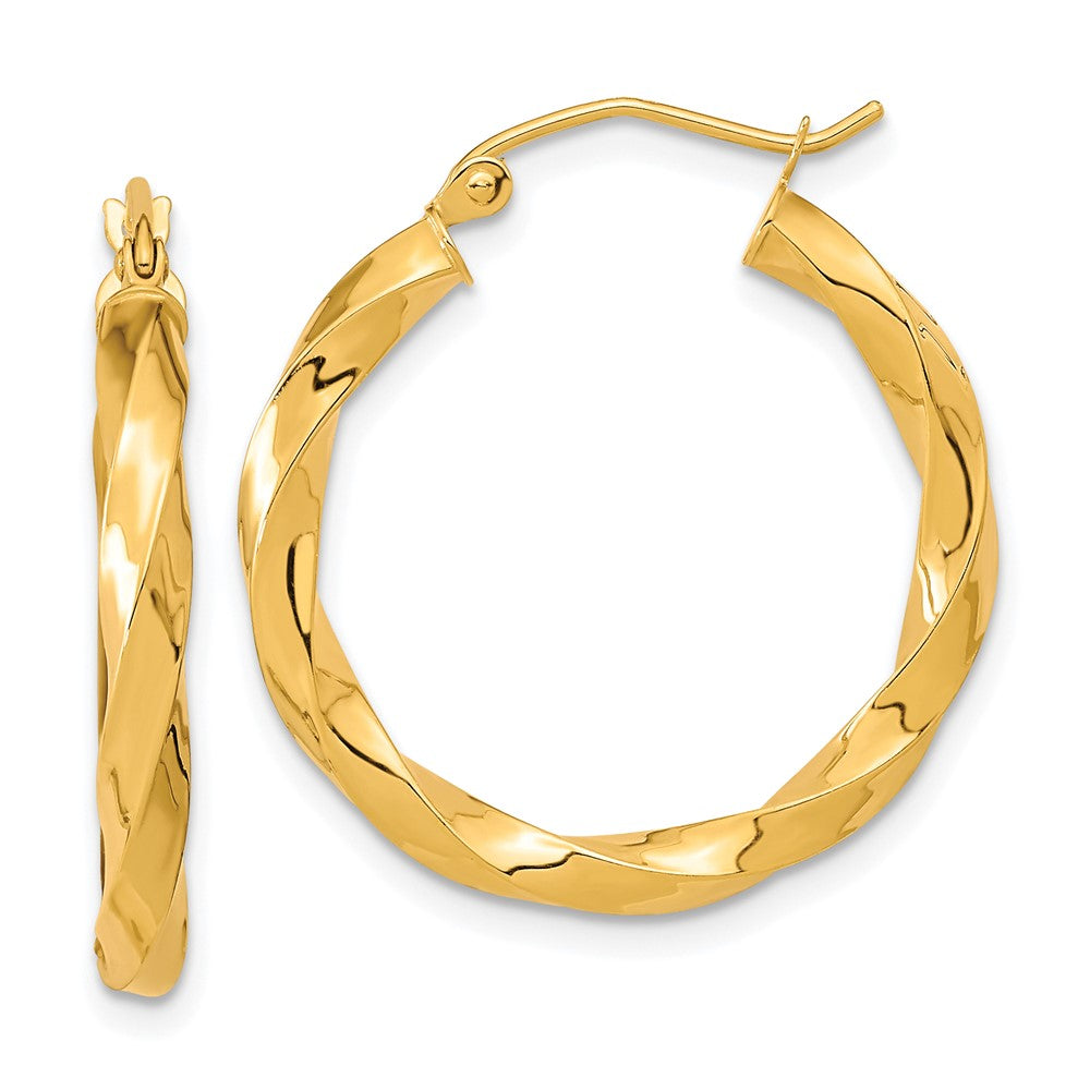 10k Yellow Gold 25.4 mm Twisted Hoop Earrings (2.07 grams)