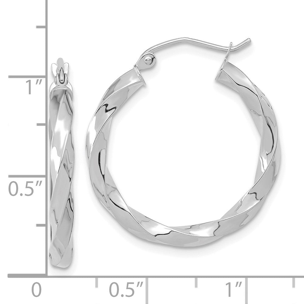 10k White Gold 25.4 mm Twisted Hoop Earrings (2.03 grams)