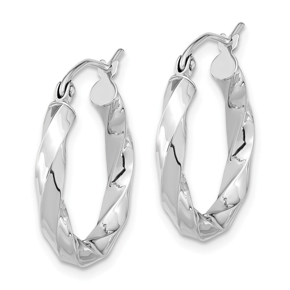 10k White Gold 19.65 mm Twisted Hoop Earrings (1.6 grams)