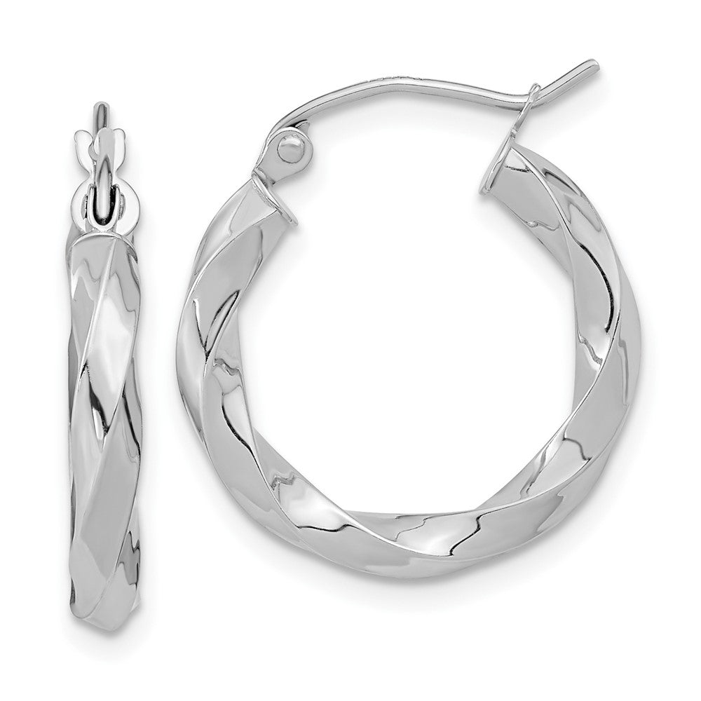 10k White Gold 19.65 mm Twisted Hoop Earrings (1.6 grams)
