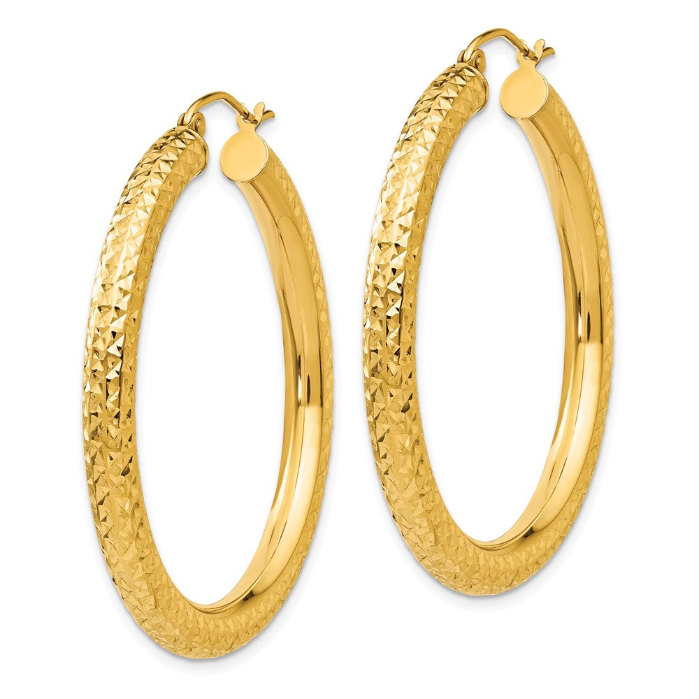10k Yellow Gold 4 mm Round Hoop Earrings (3.39 grams)