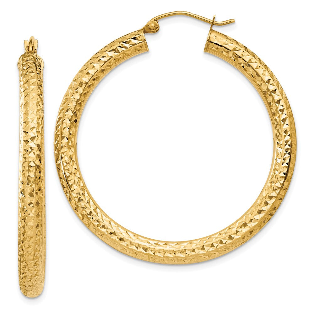 10k Yellow Gold 4 mm Round Hoop Earrings (3.39 grams)