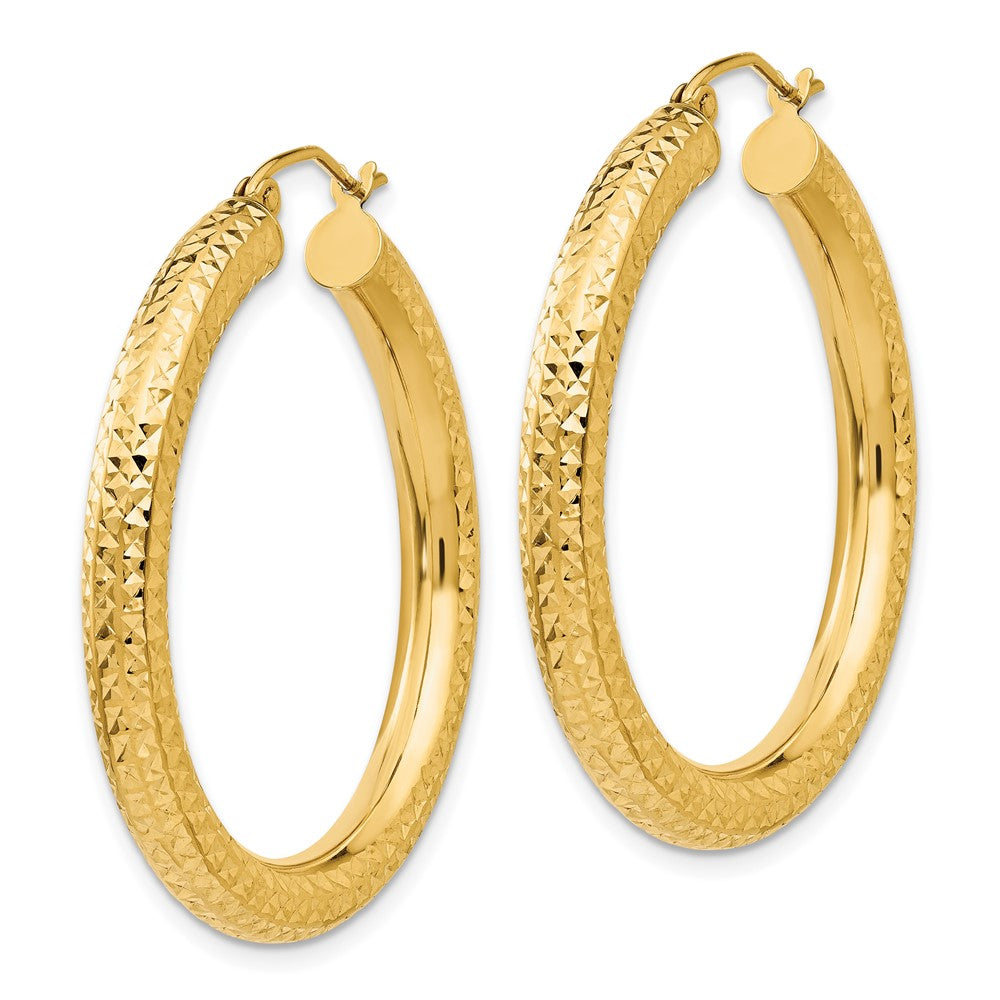 10k Yellow Gold 4 mm Round Hoop Earrings (2.92 grams)