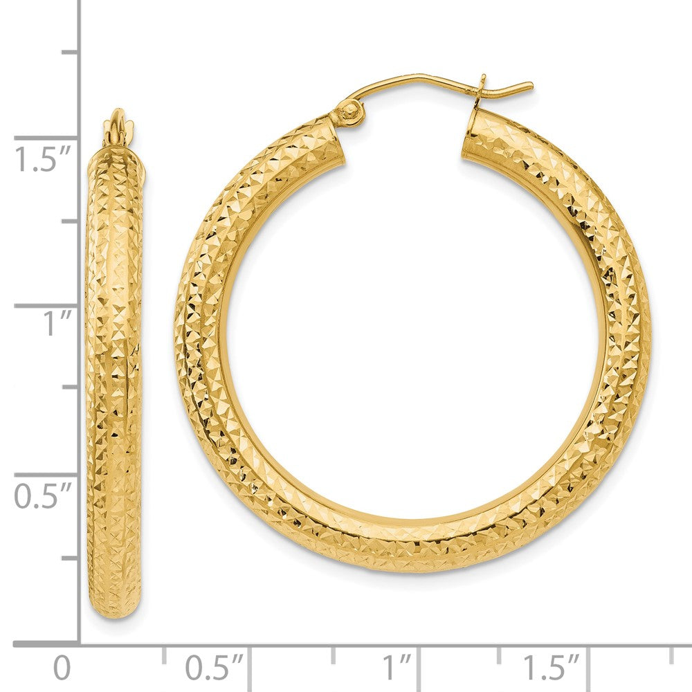10k Yellow Gold 4 mm Round Hoop Earrings (2.92 grams)