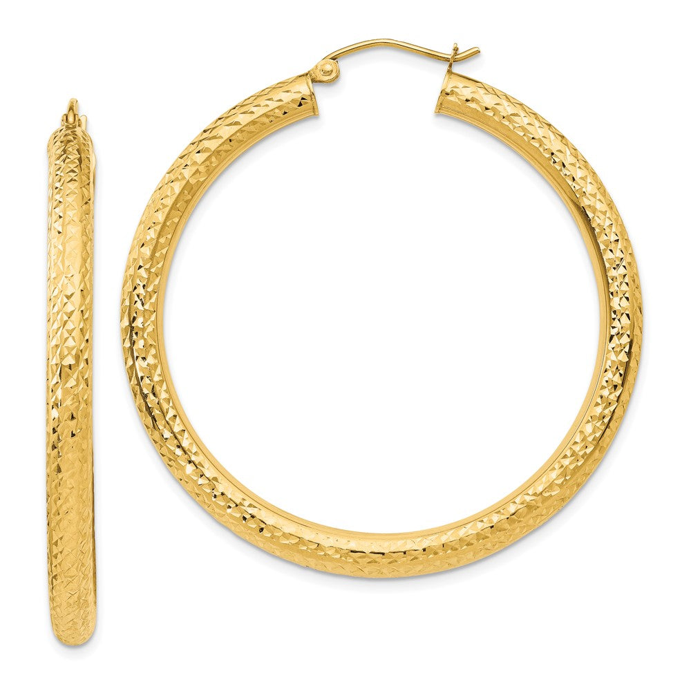 10k Yellow Gold 4 mm Round Hoop Earrings (3.33 grams)