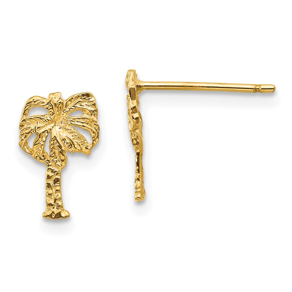 10k Yellow Gold 7 mm Palm Tree Post Earrings (0.75 grams)