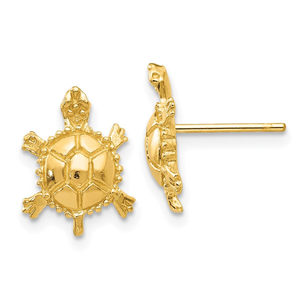 10k Yellow Gold 9.2 mm Turtle Post Earrings (1.71 grams)