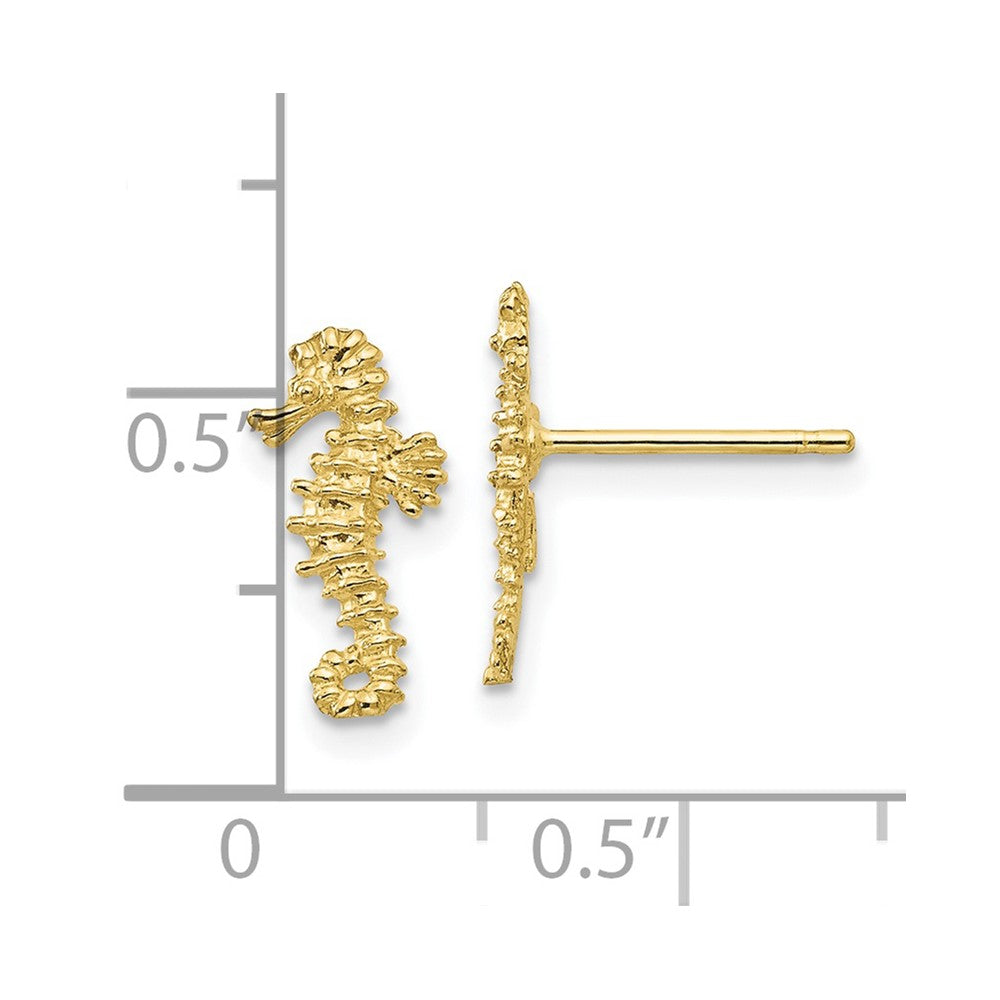 10k Yellow Gold 5.84 mm Mini Seahorse Post Earrings (0.84 grams)