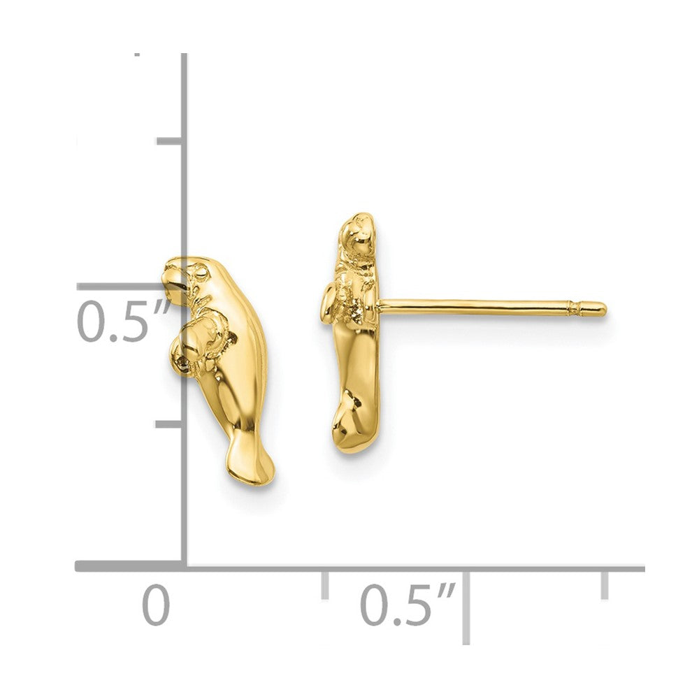10k Yellow Gold 5 mm Mini Manatee Post Earrings (1.14 grams)