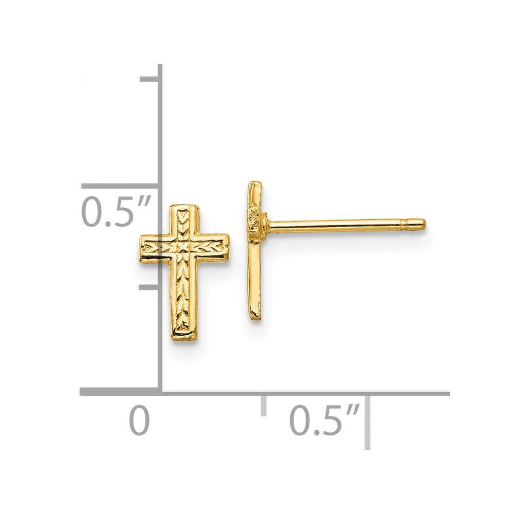 10k Yellow Gold 6 mm Polished Cross Post Earrings (0.65 grams)
