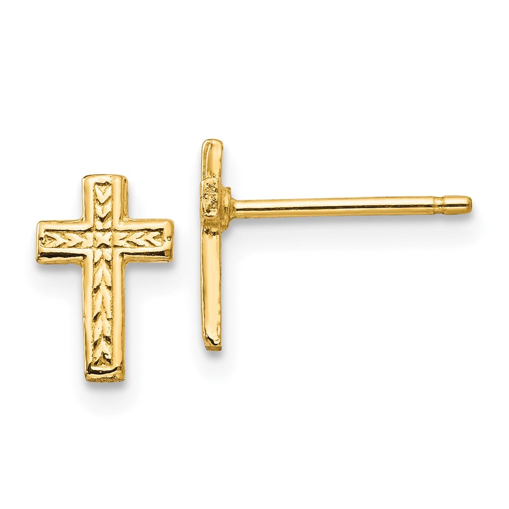 10k Yellow Gold 6 mm Polished Cross Post Earrings (0.65 grams)
