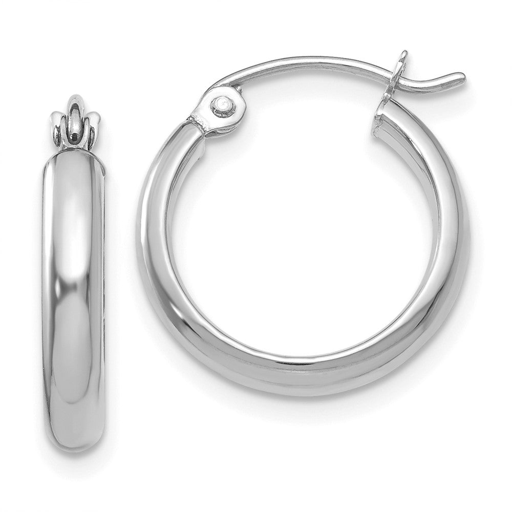 10k White Gold 15 mm Polished Hoop Earring (0.91 grams)